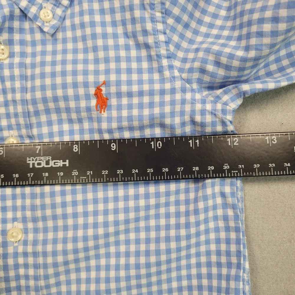 Ralph Lauren Boys Light Blue‎ Gingham Check Long Sleeve Button Down Shirt 12M